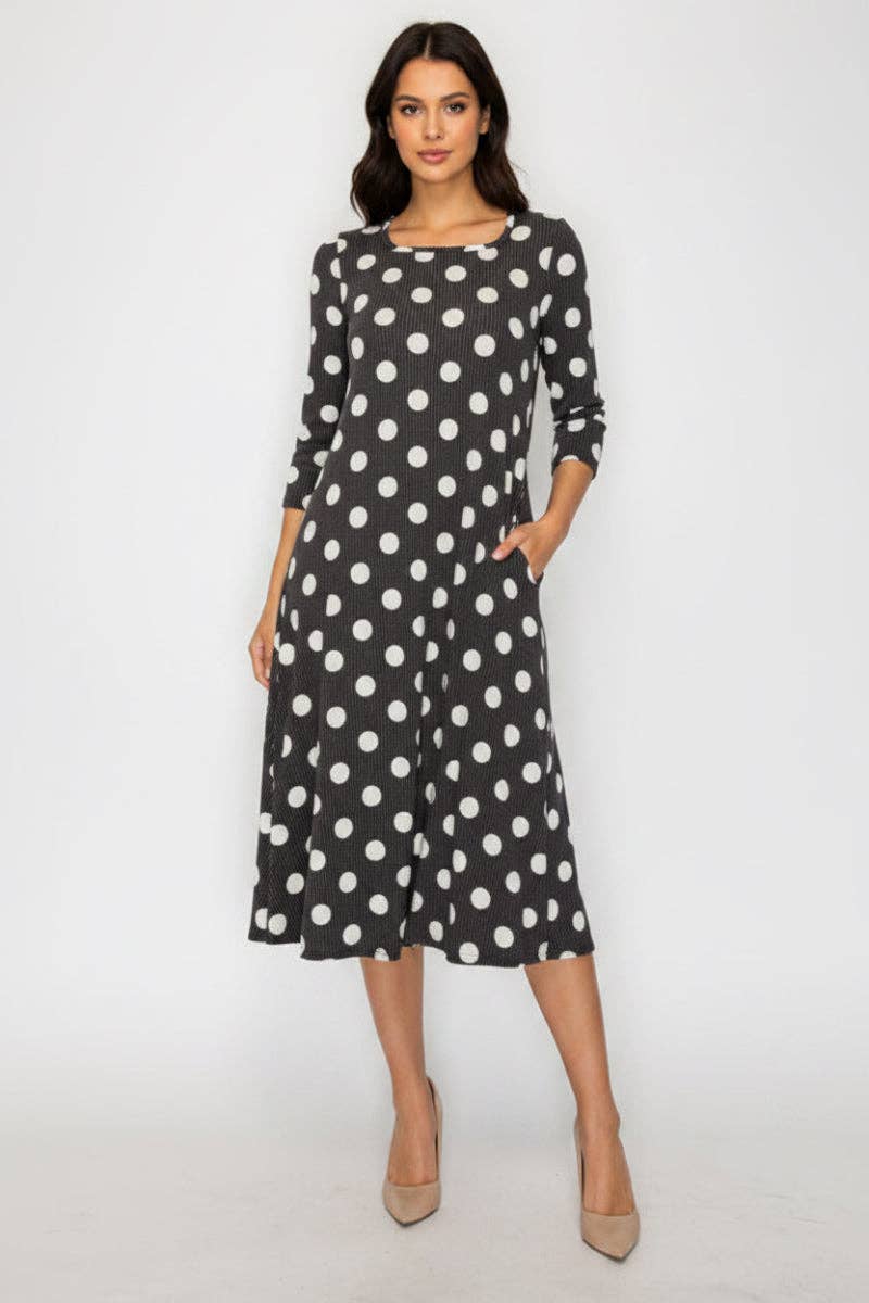 A-Line Square Neck Polka Dot Midi Dress – Grace and Mercy Boutique