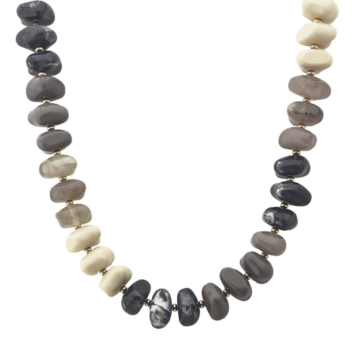 Grey Mix Oval Beaded Necklace