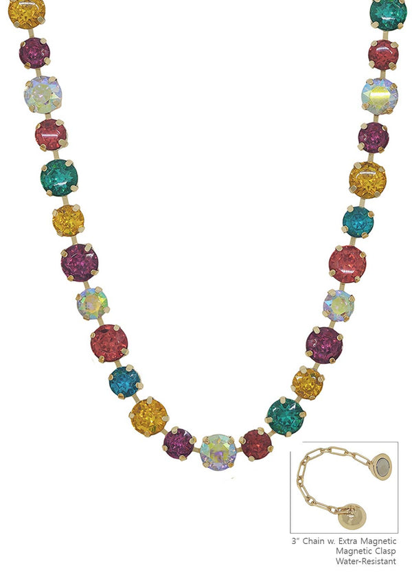 Multi Crystal 10&12MM Stone Magnetic Closure Necklace