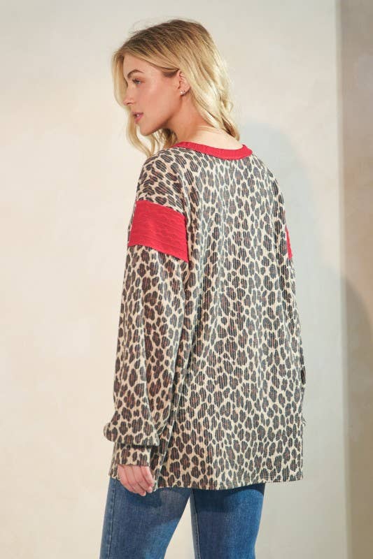 PUFF SLEEVE ANIMAL URBAN RIB TOP