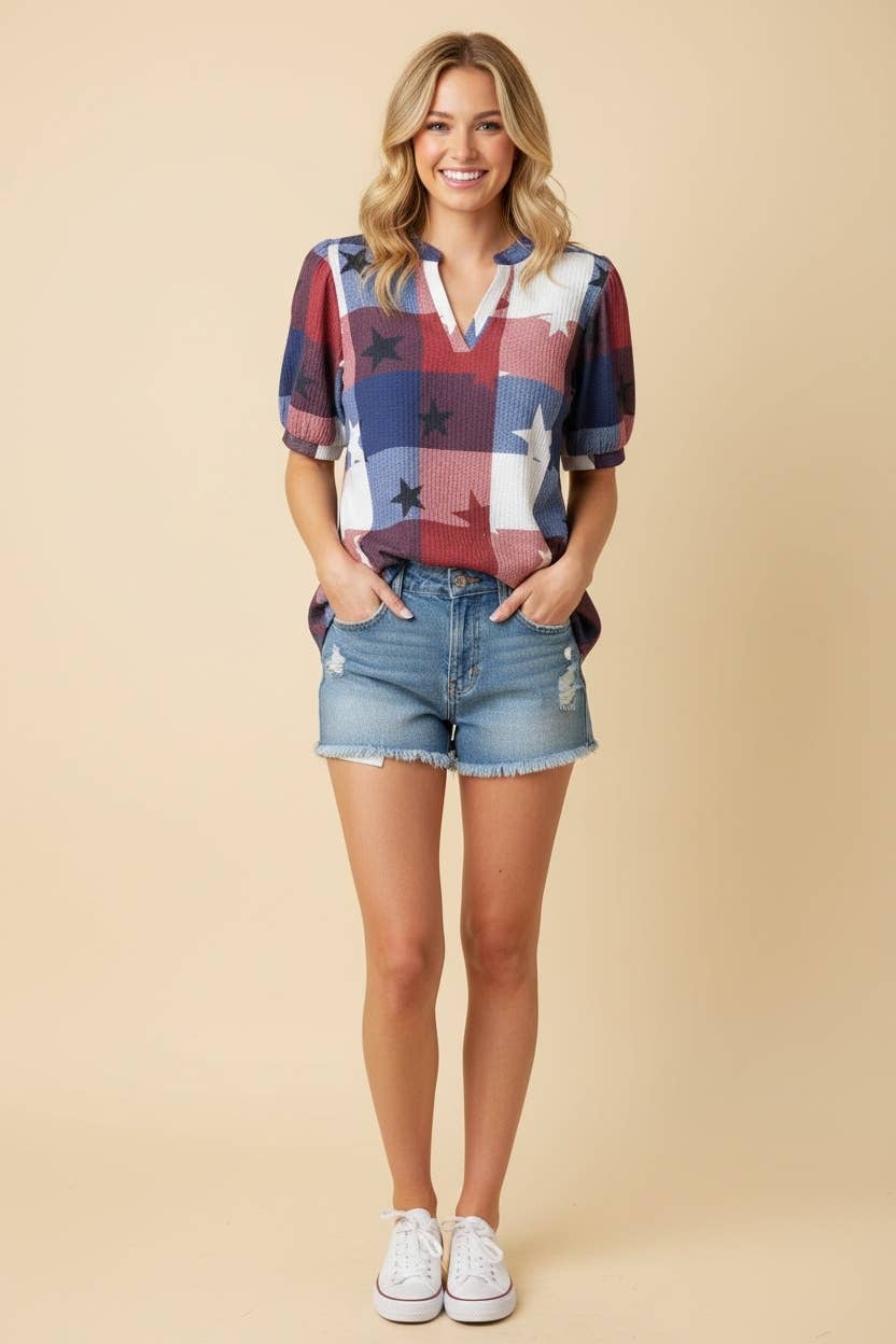 Plaid Star Top