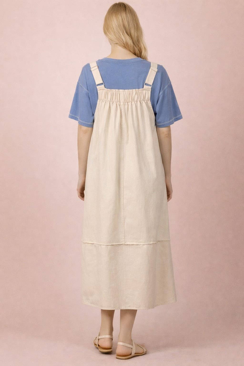 Mineral Washed Denim Overall Casual Midi Dress