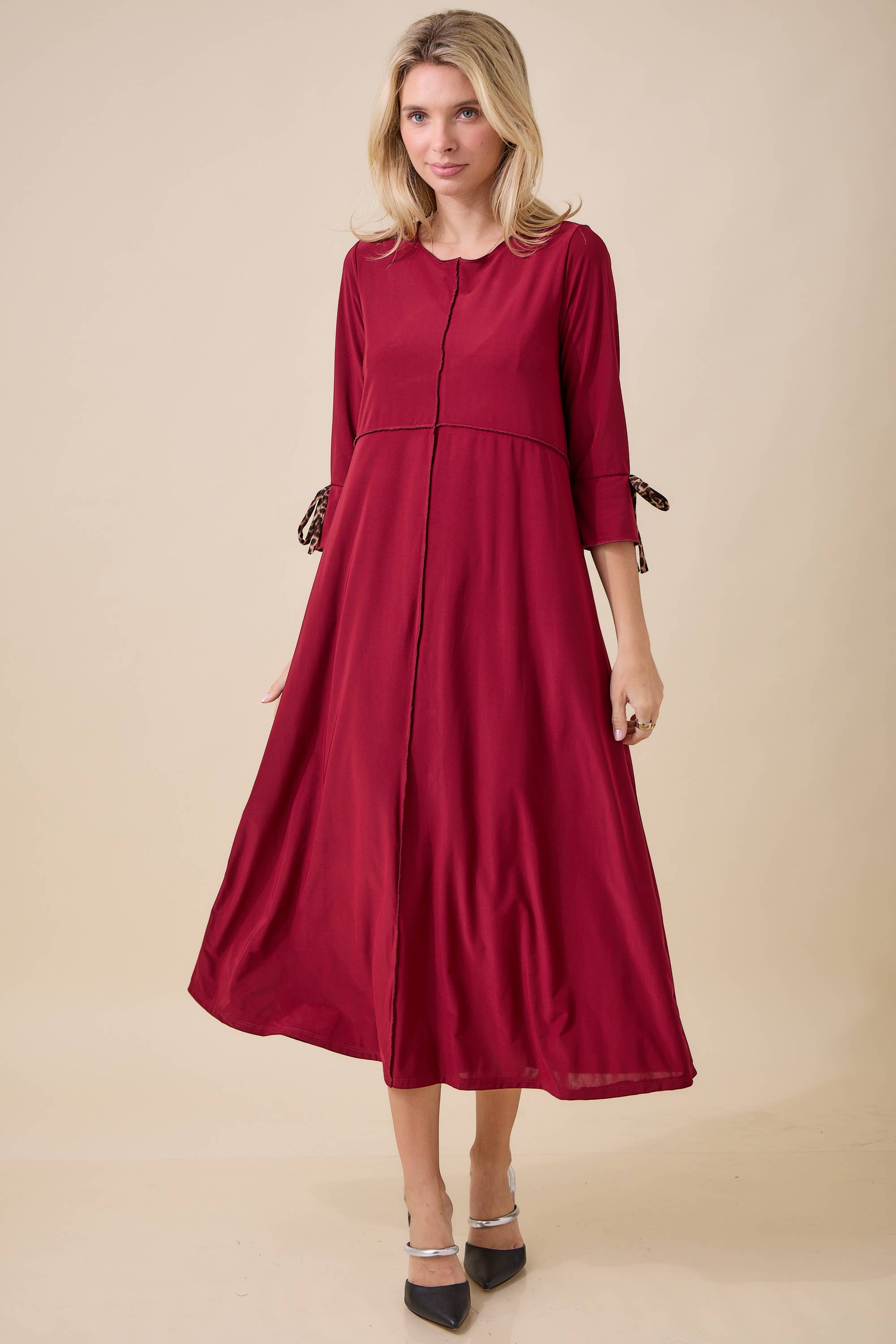 Empire Dress with Animal Print Bow By Celeste