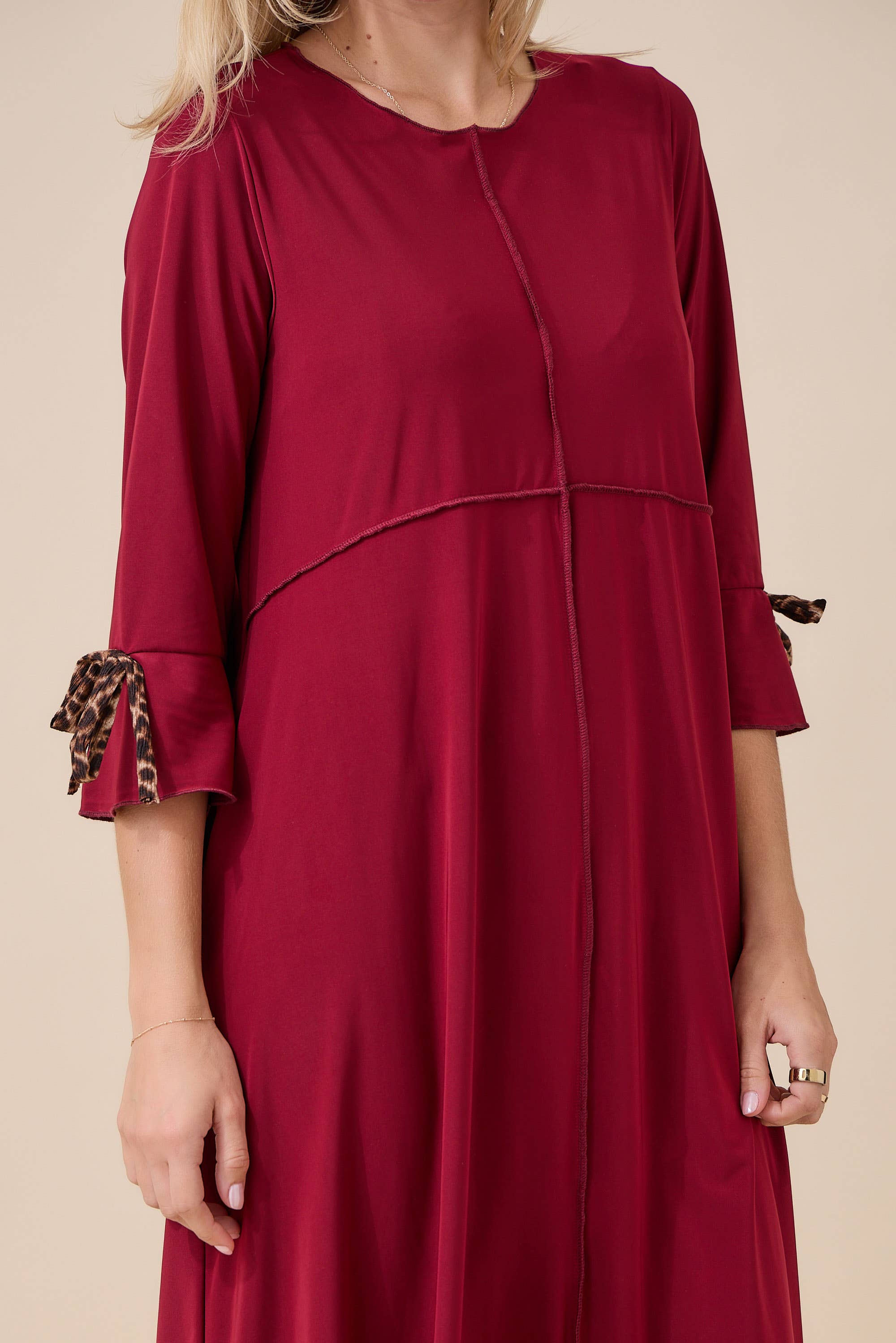 Empire Dress with Animal Print Bow By Celeste