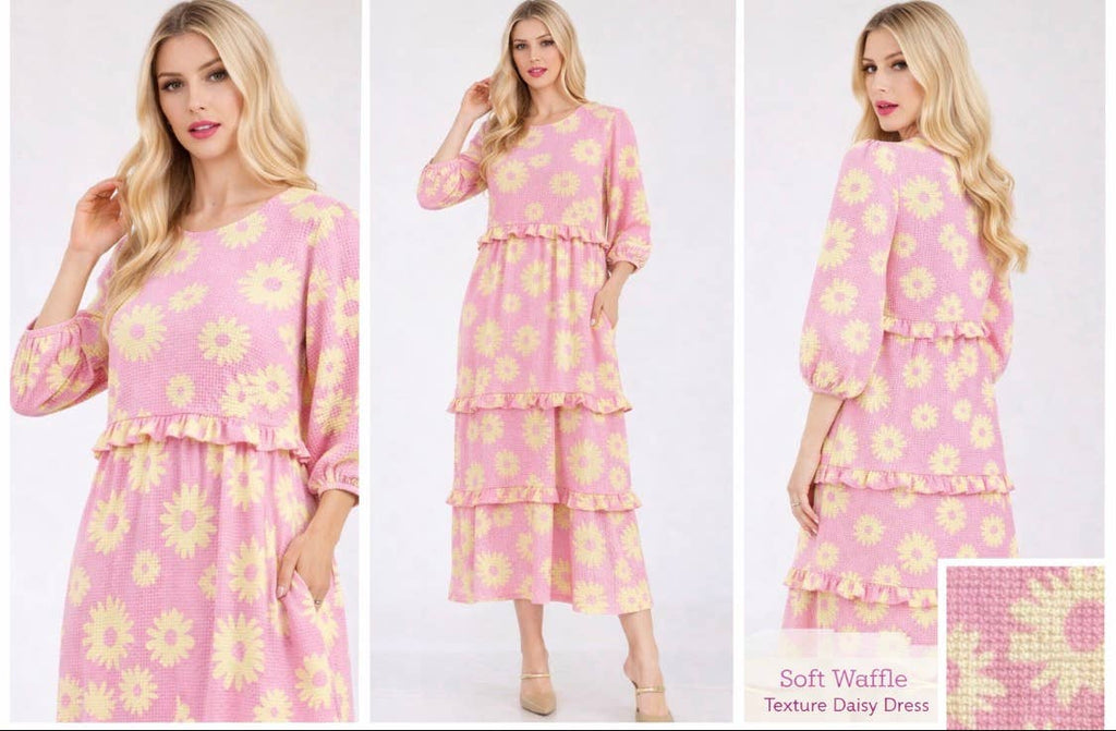 Daisy Waffle Knit Modest Dress By Celeste