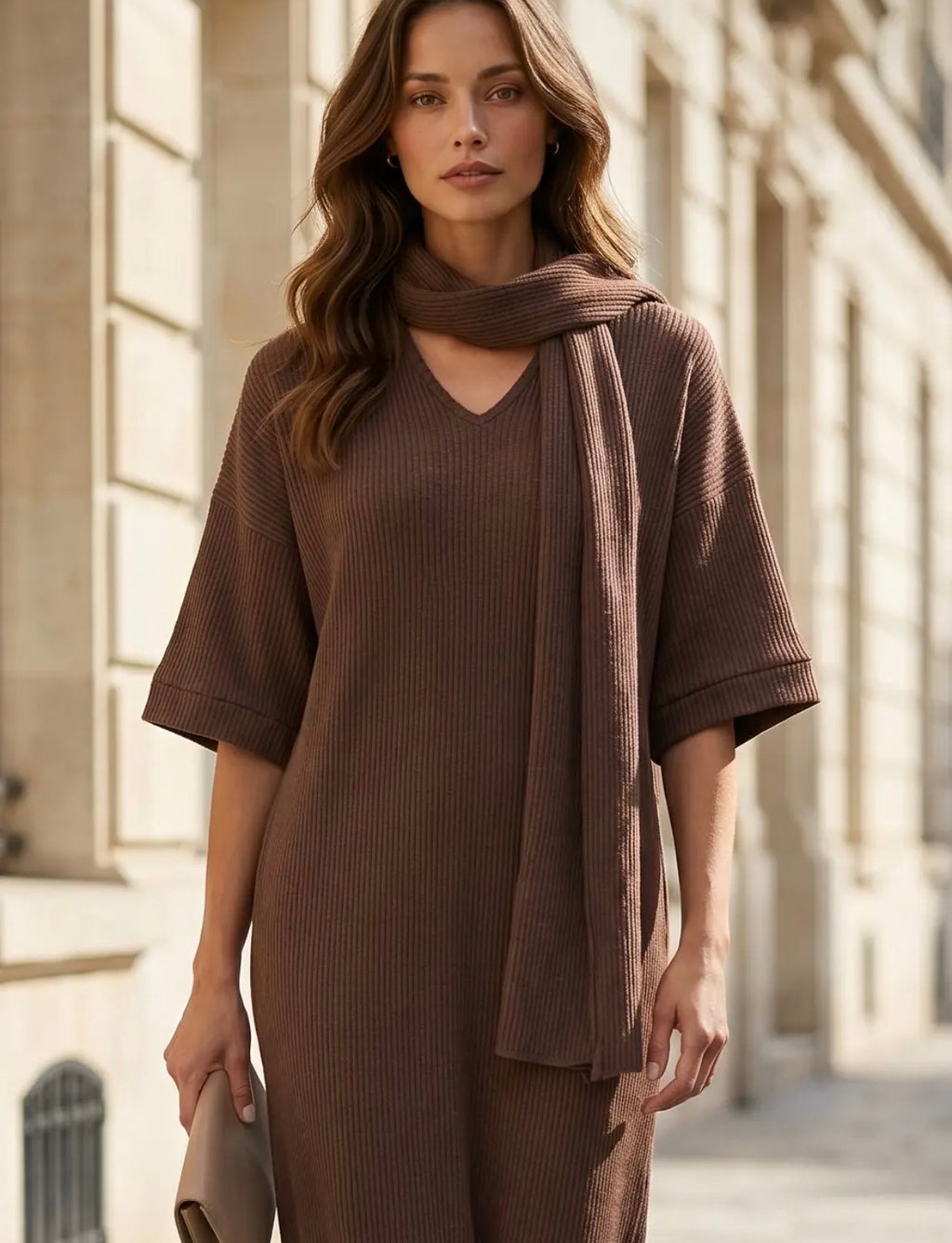 Relaxed Fit Ribbed Maxi Dress