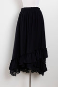 Ruffle Hem Lace Trim Midi Skirt