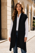 Sleeveless Waffle Knit Midi Vest