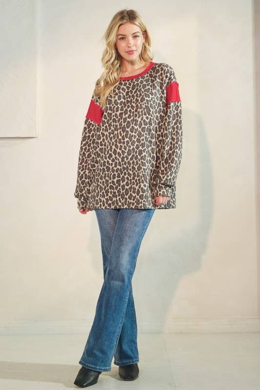 PUFF SLEEVE ANIMAL URBAN RIB TOP