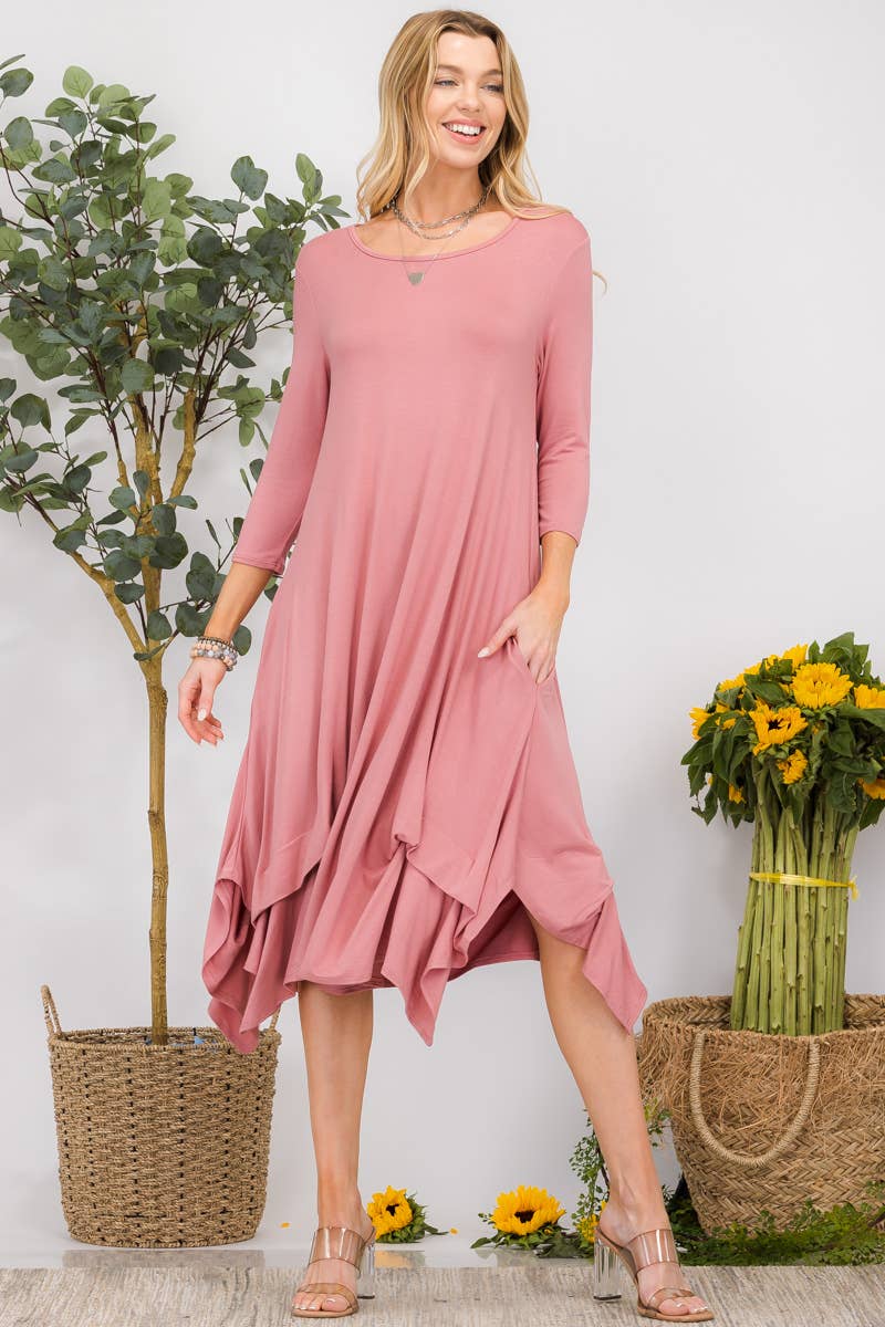Midi Dress With Pockets And Gathered Hem By Celeste