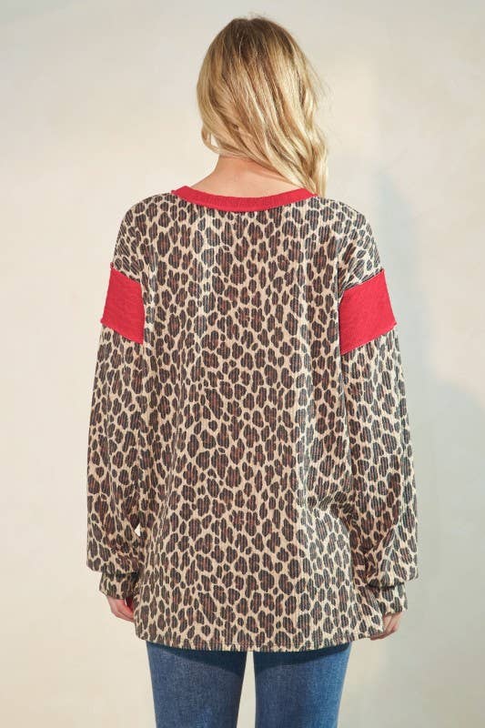 PUFF SLEEVE ANIMAL URBAN RIB TOP