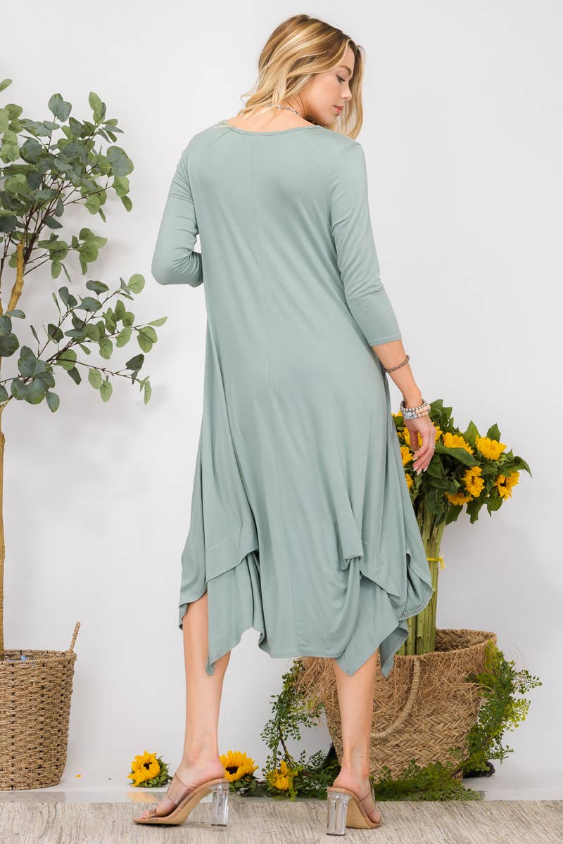 Midi Dress With Pockets And Gathered Hem By Celeste