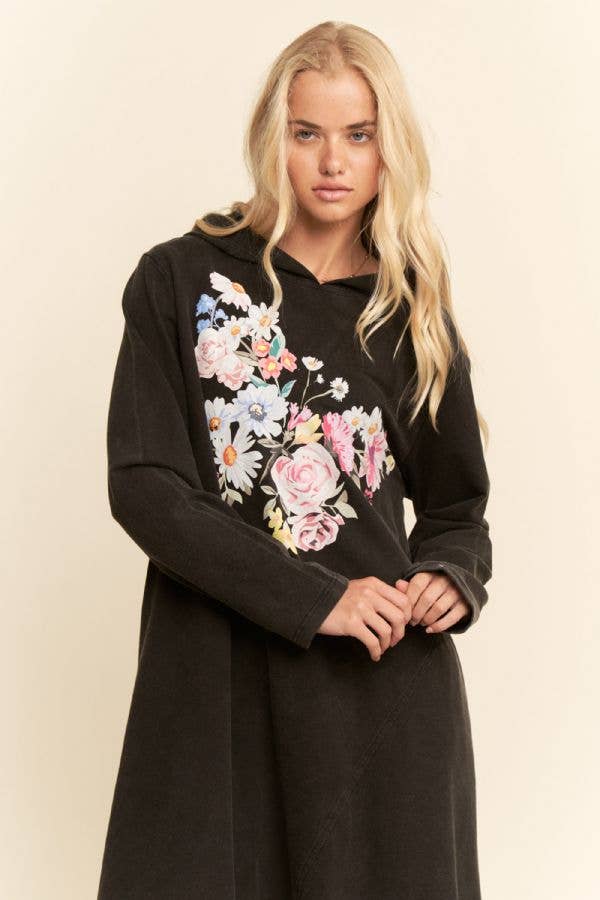 Mineral Floral Butterfly Hoodie Dress
