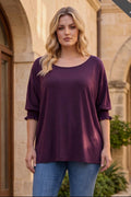 Oversized Smocked 3/4 Sleeve Poncho Top