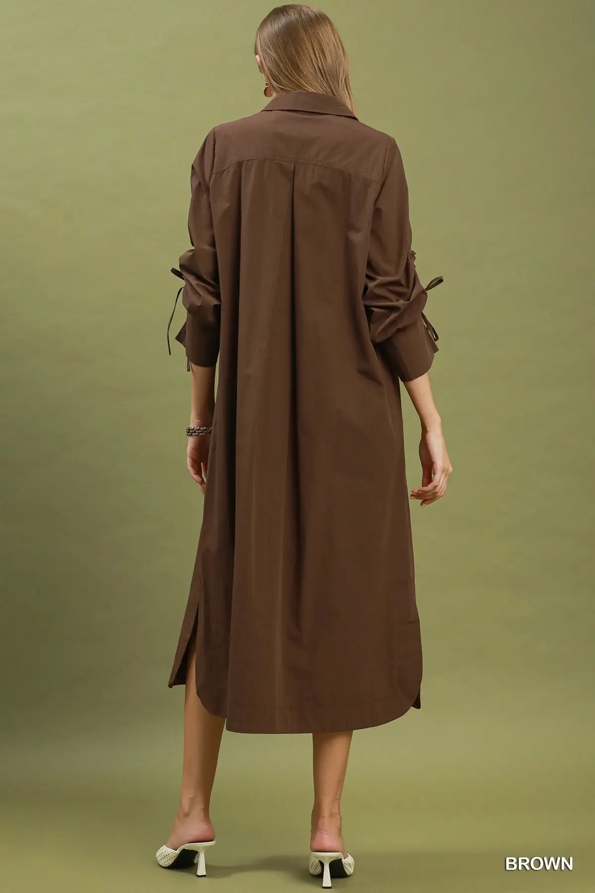 Collared Button Detail Relaxed Midi Dress