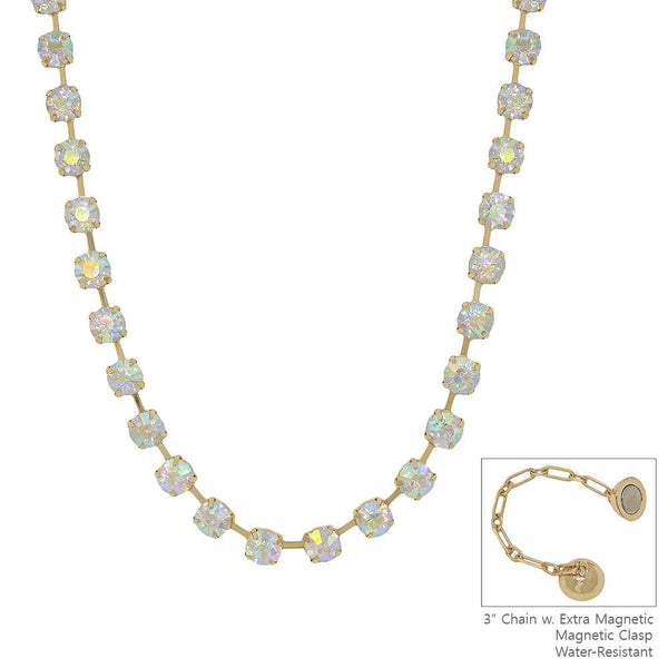 Clear AB Crystal 8MM Stone Magnetic Closure 17" Necklace
