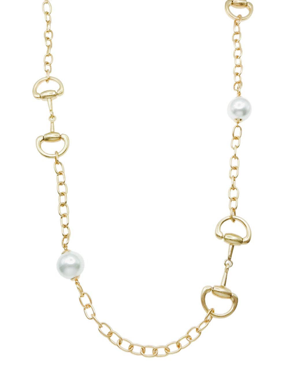 Golden Equestrian Pearl Necklace