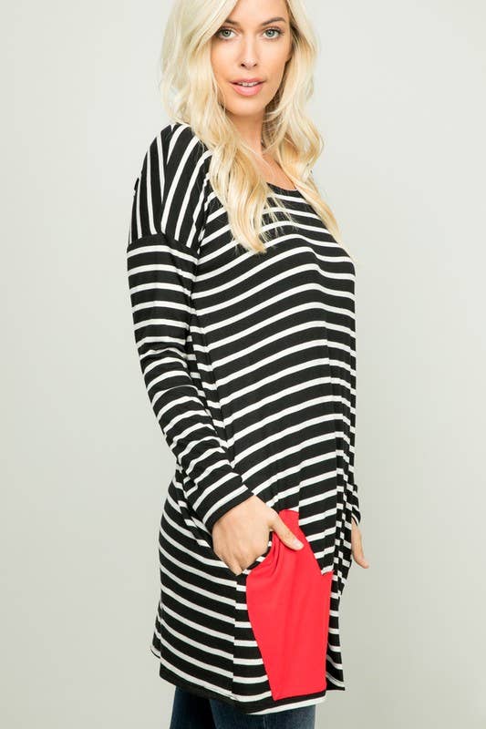 HEART PATCH STRIPED TUNIC