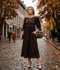 Leopard Print Ruffle Sleeve MIDI Dress