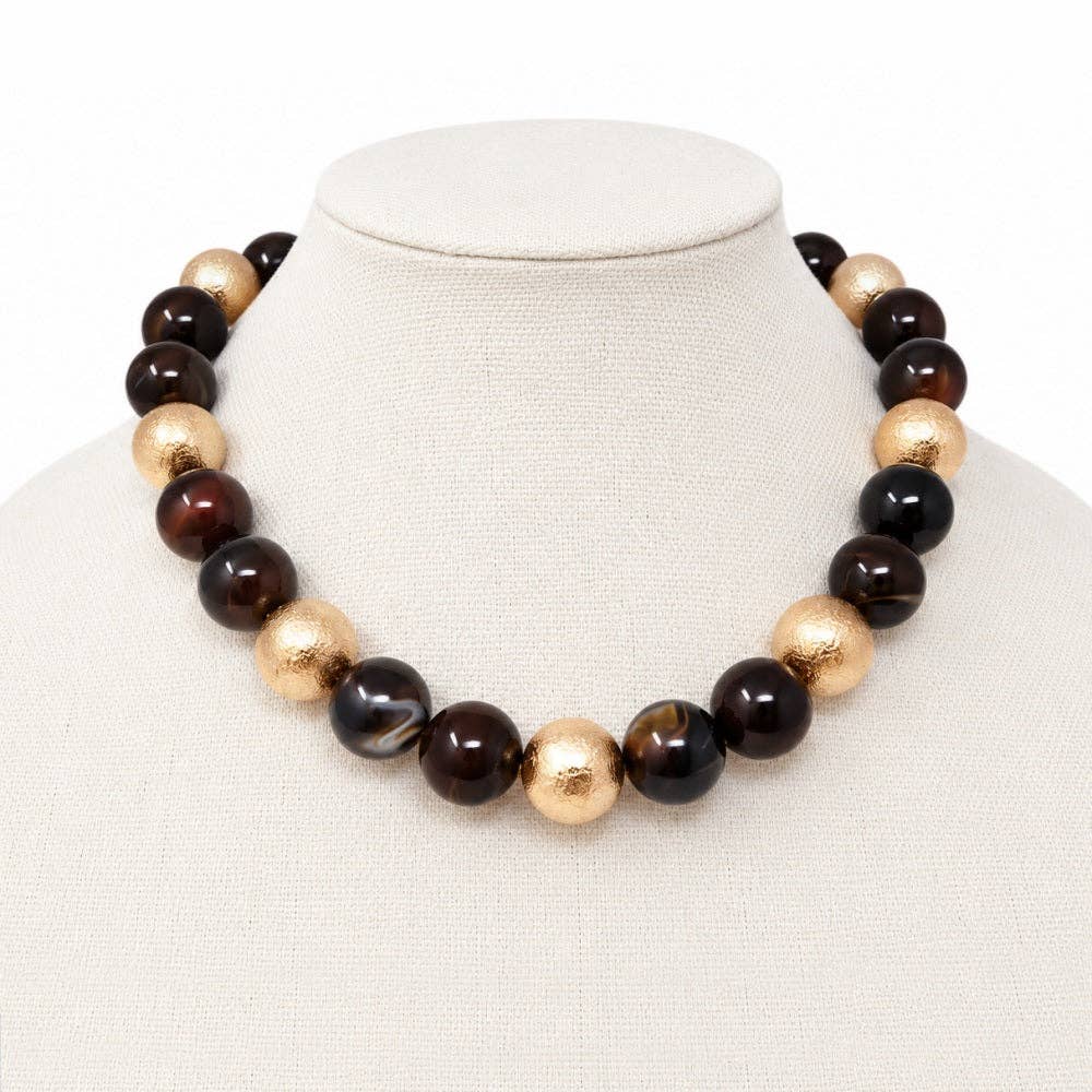Golden Mocha Beaded Necklace