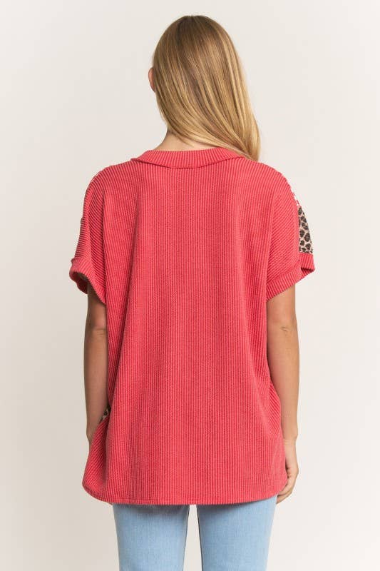 COLOR BLOCK URBAN RIB KNIT TOP