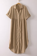 Striped Midi Button Down Shirt Dress