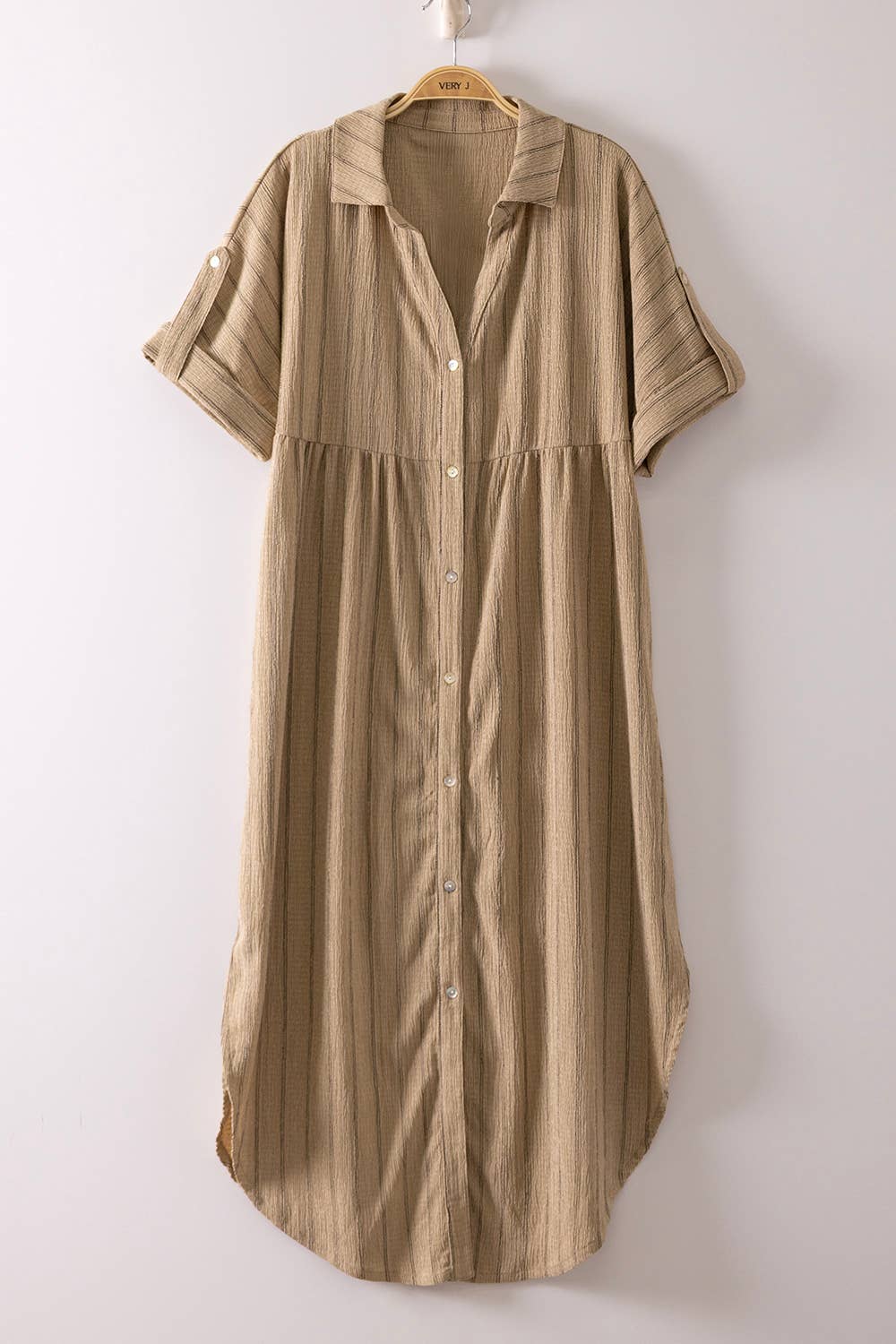Striped Midi Button Down Shirt Dress