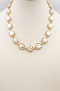 Gold Chain Cord Necklace with Freshwater Pearl Charm