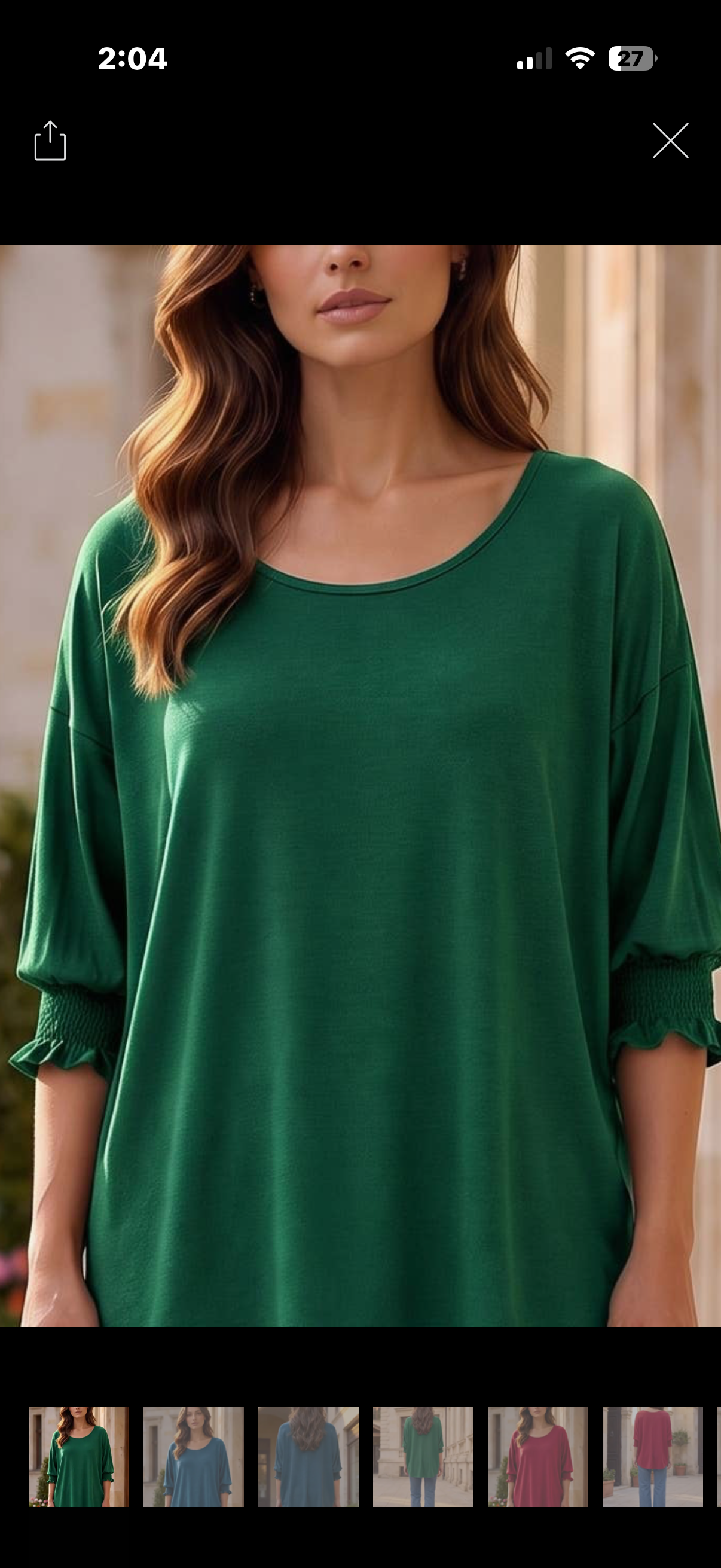 Oversized Smocked 3/4 Sleeve Poncho Top