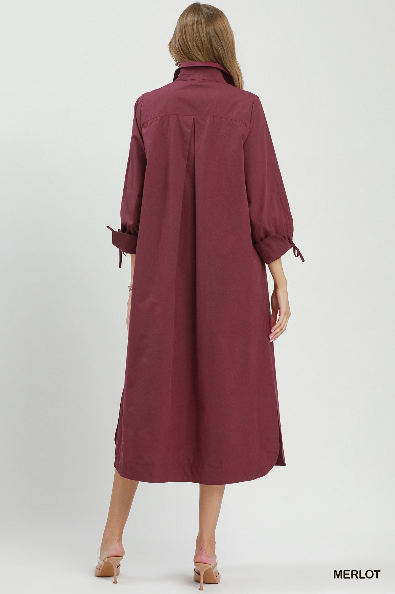 Collared Button Detail Relaxed Midi Dress