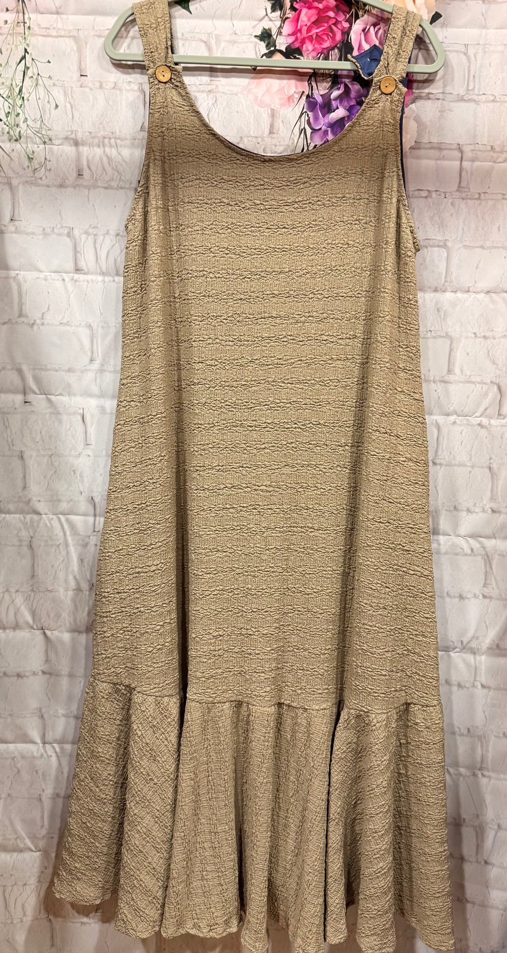 Taupe Ruffle Jumper Dress ~ Large