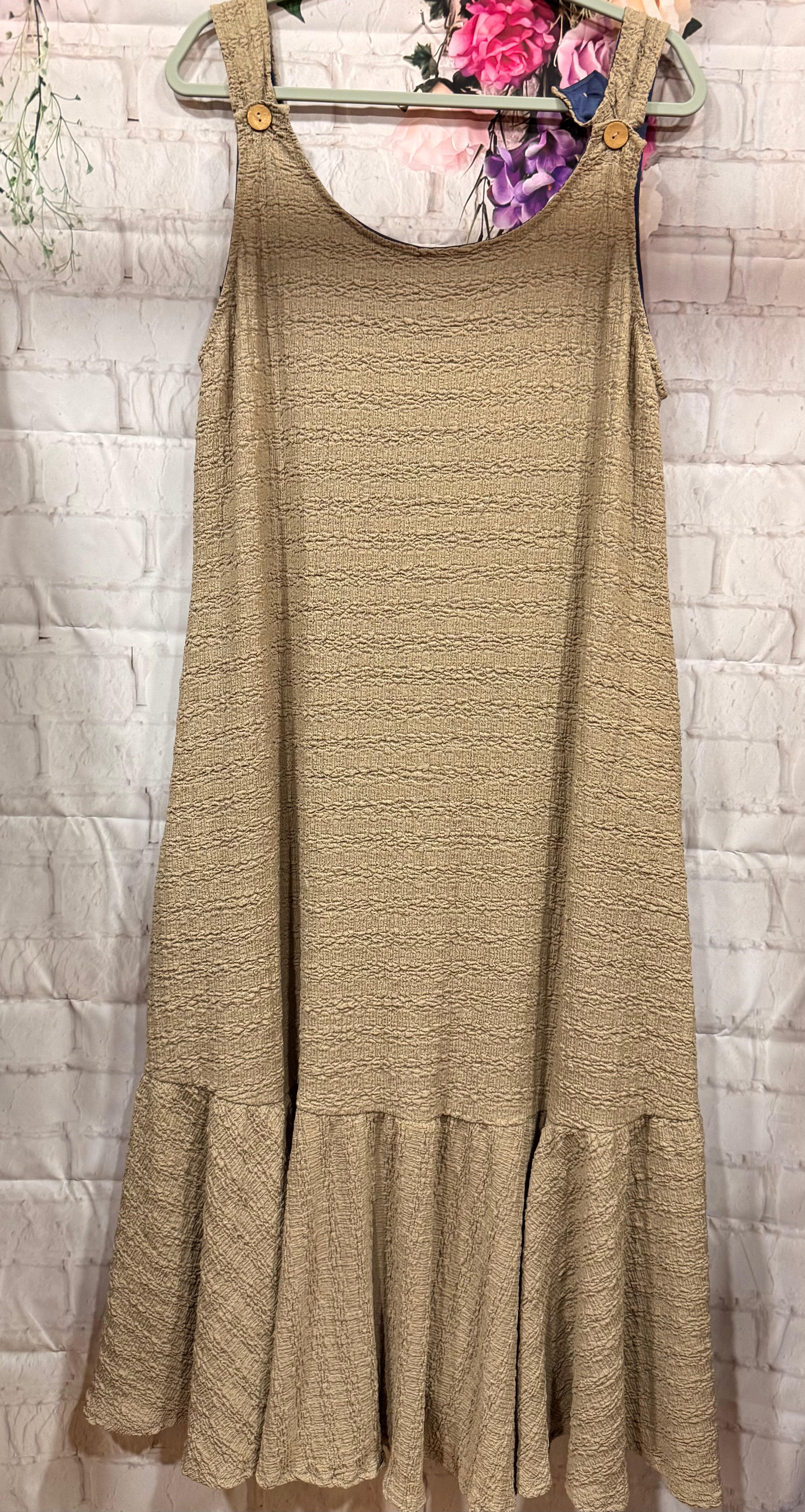 Taupe Ruffle Jumper Dress ~ Large