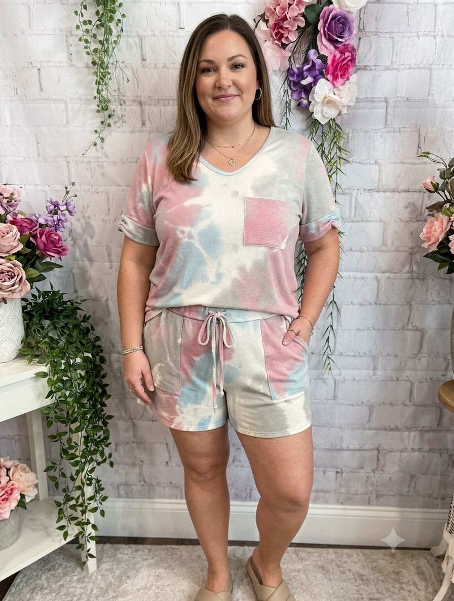 Short Sleeve Top and Shorts Lounge Set