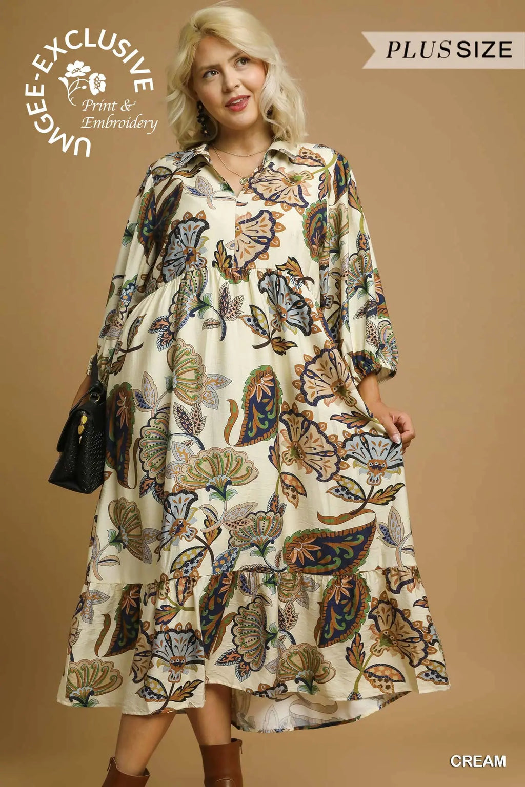 Boho Paisley Tiered Midi Dress