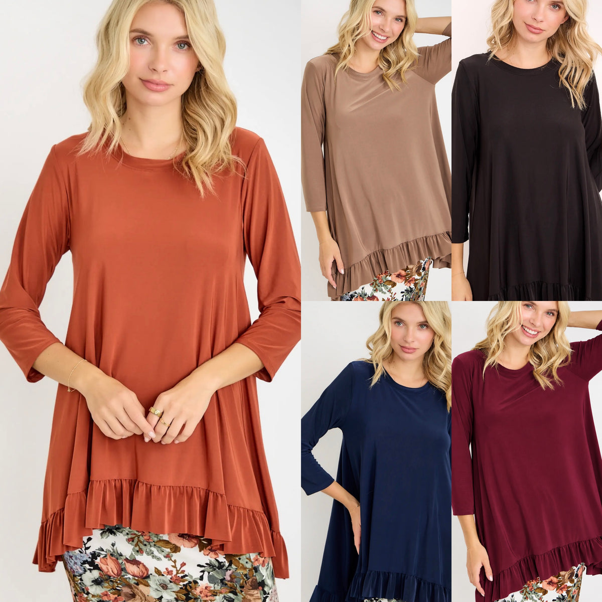 Wrinkle Free High Low Tunic Top