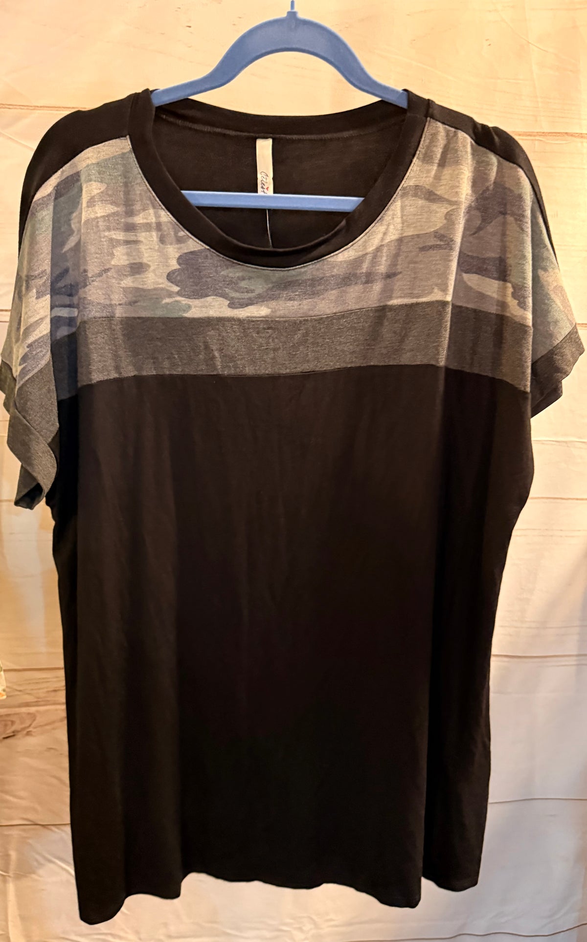 Camo Black Color Block T-shirt 1XL