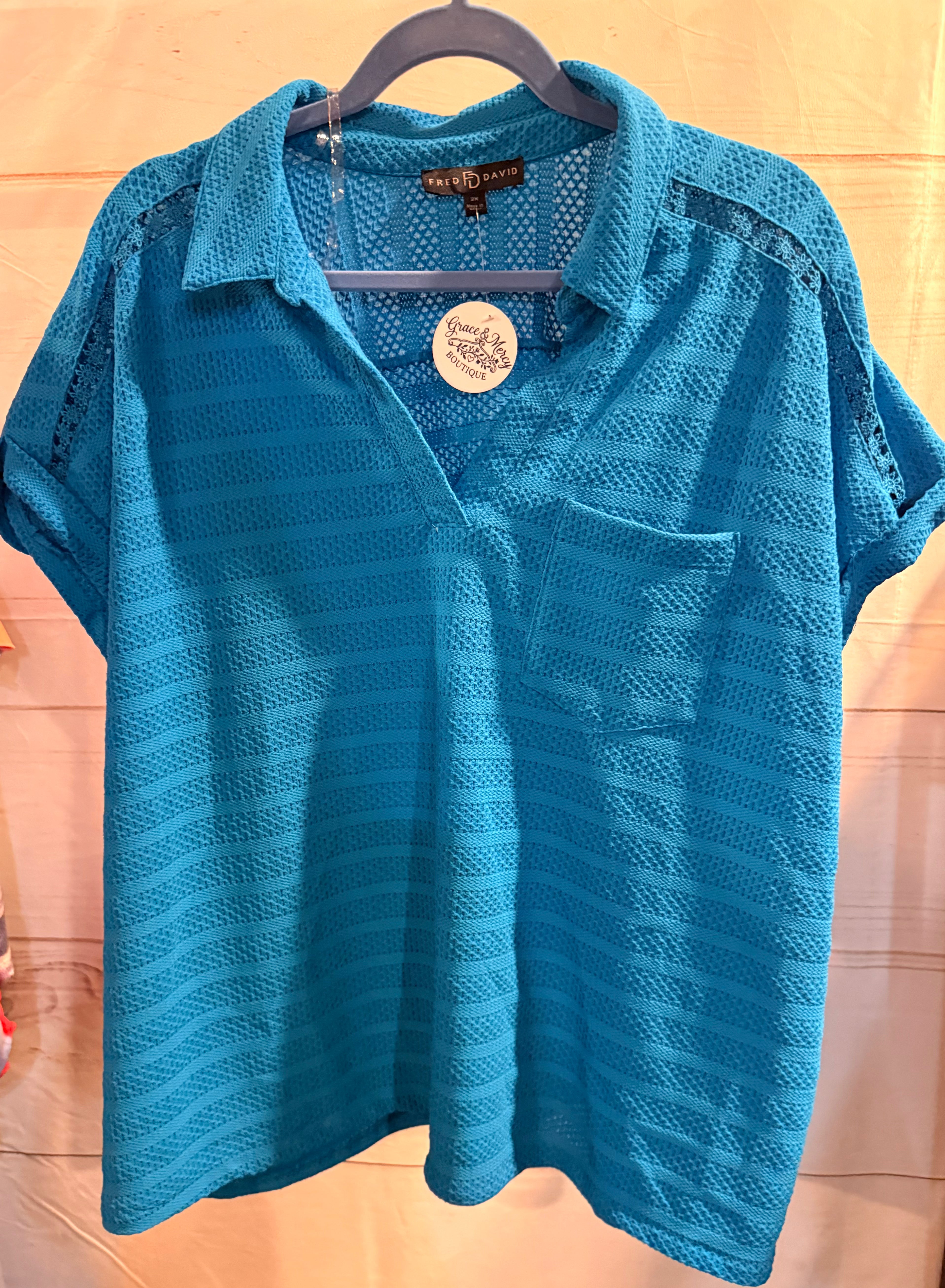 Collared V-neck Top