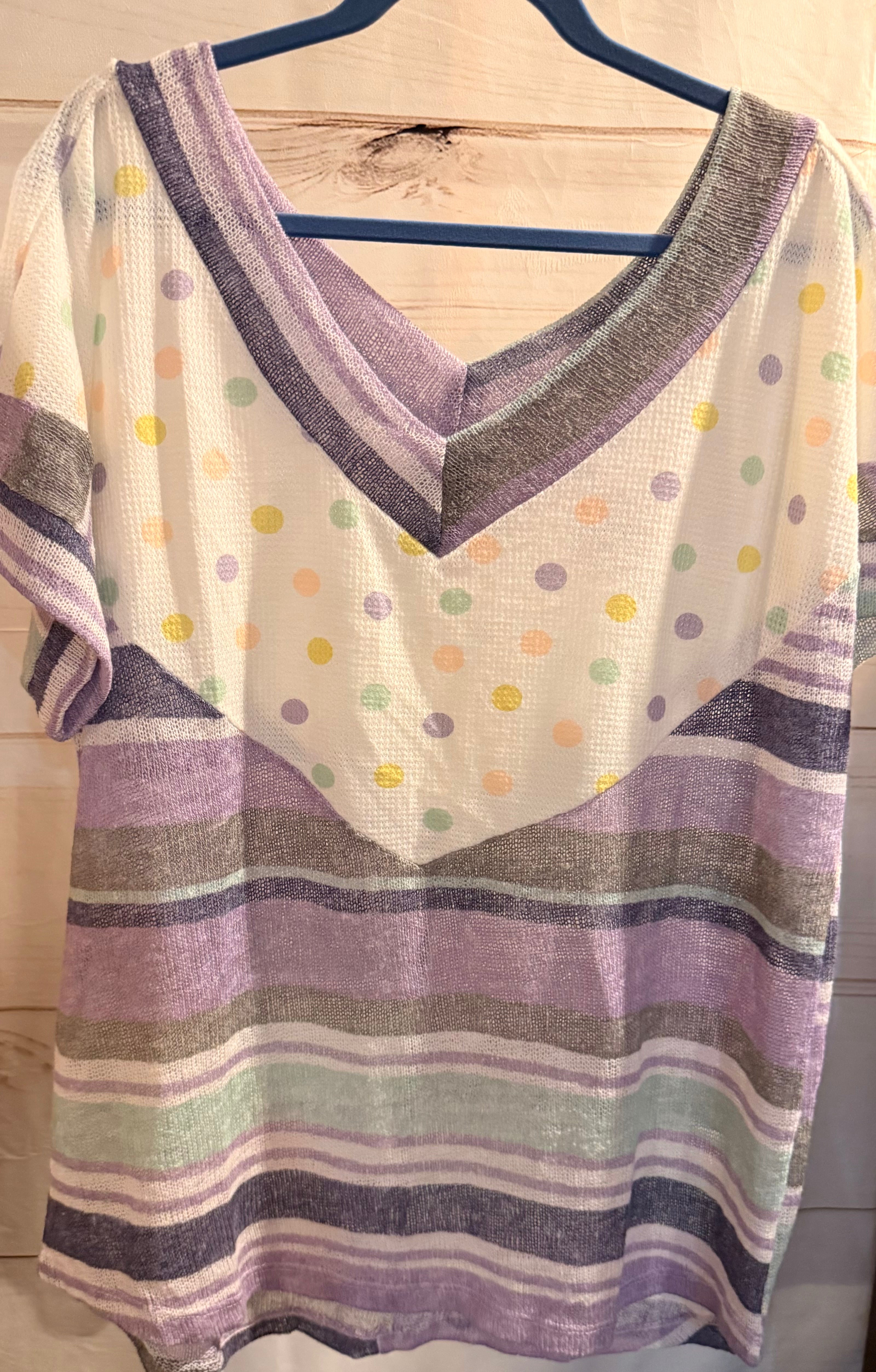 Pastel Dot Stripes V-neck
