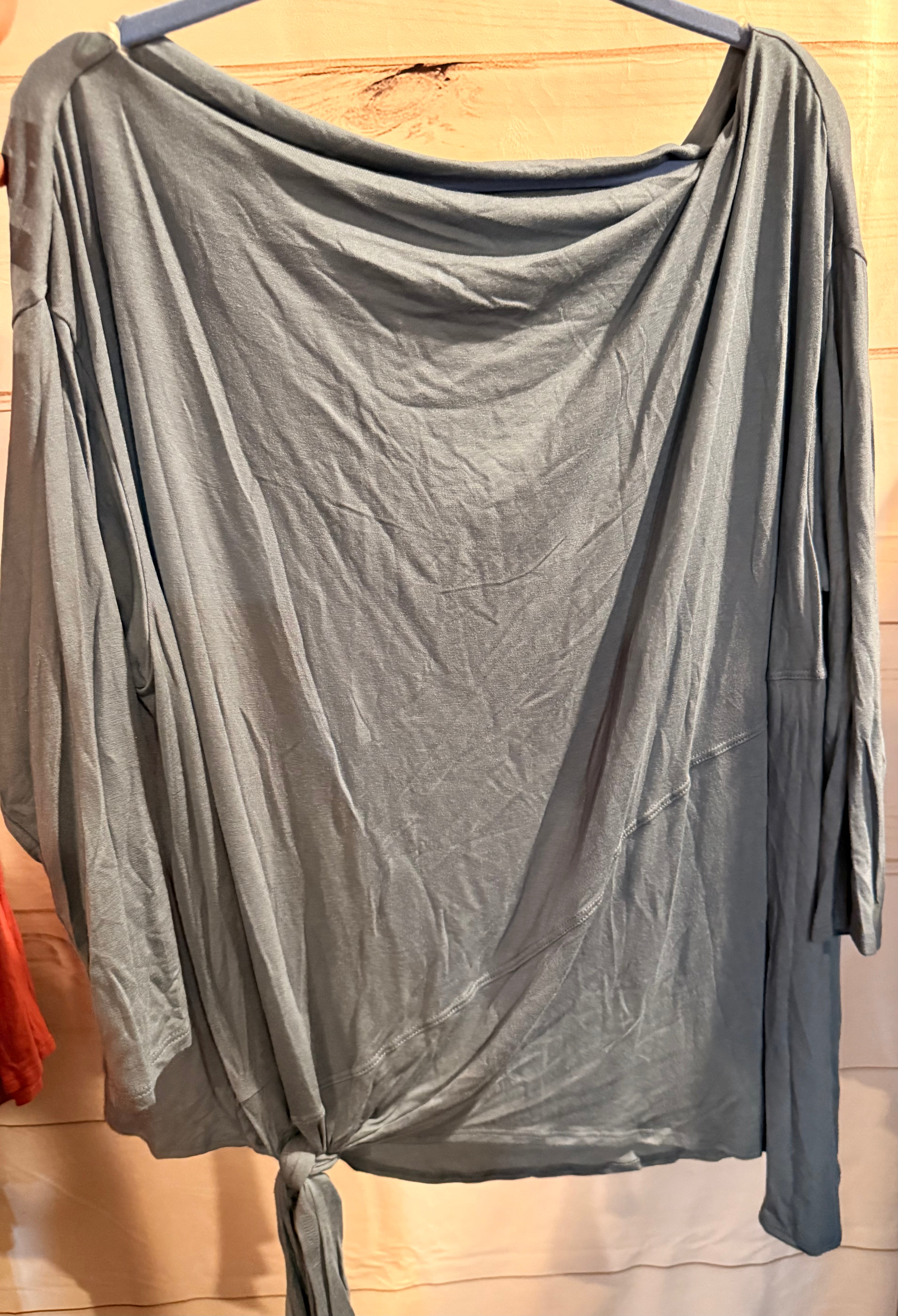 Boat Neck Side Tie 3/4 Sleeve Top