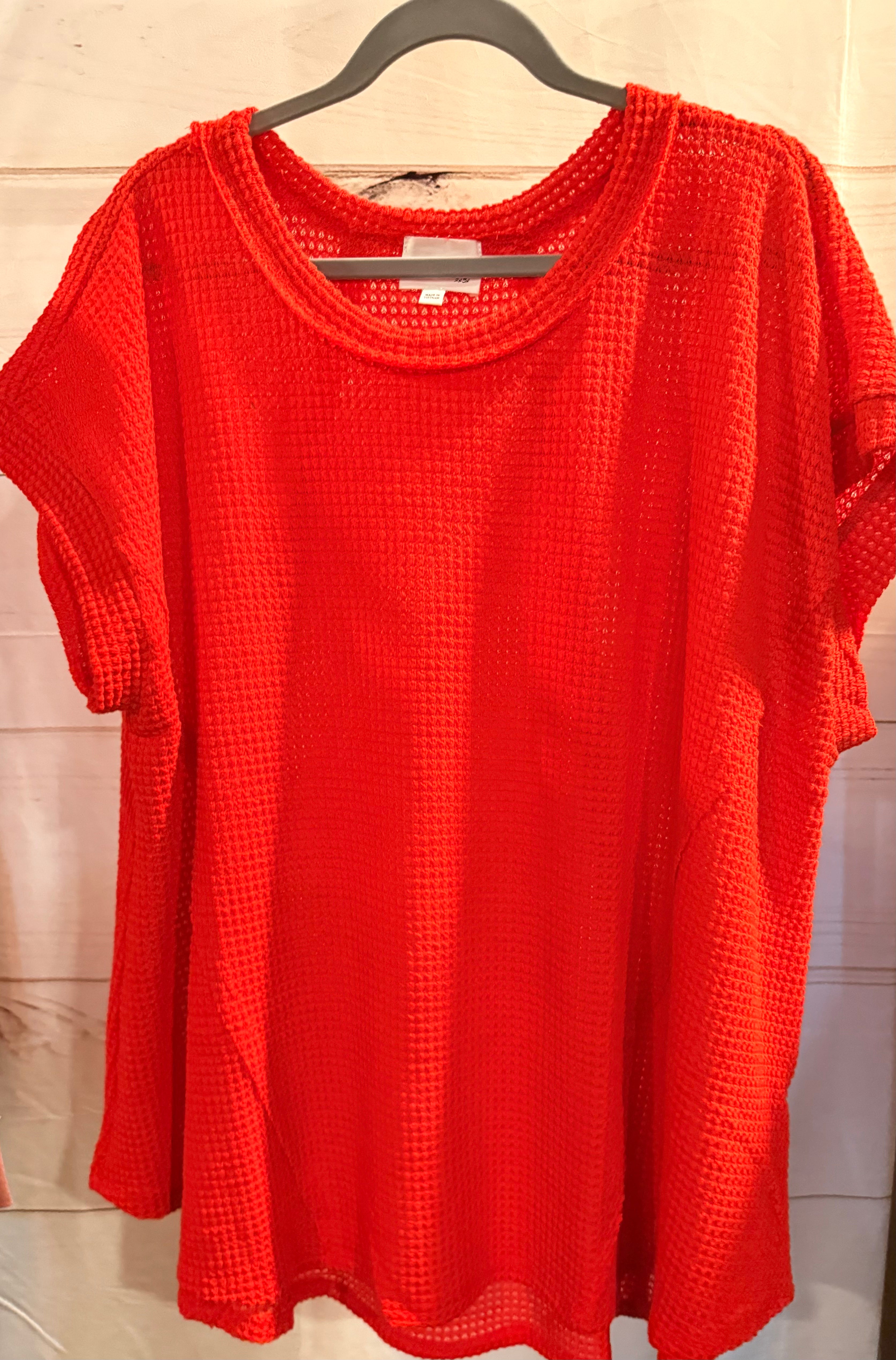 Red Waffle Top