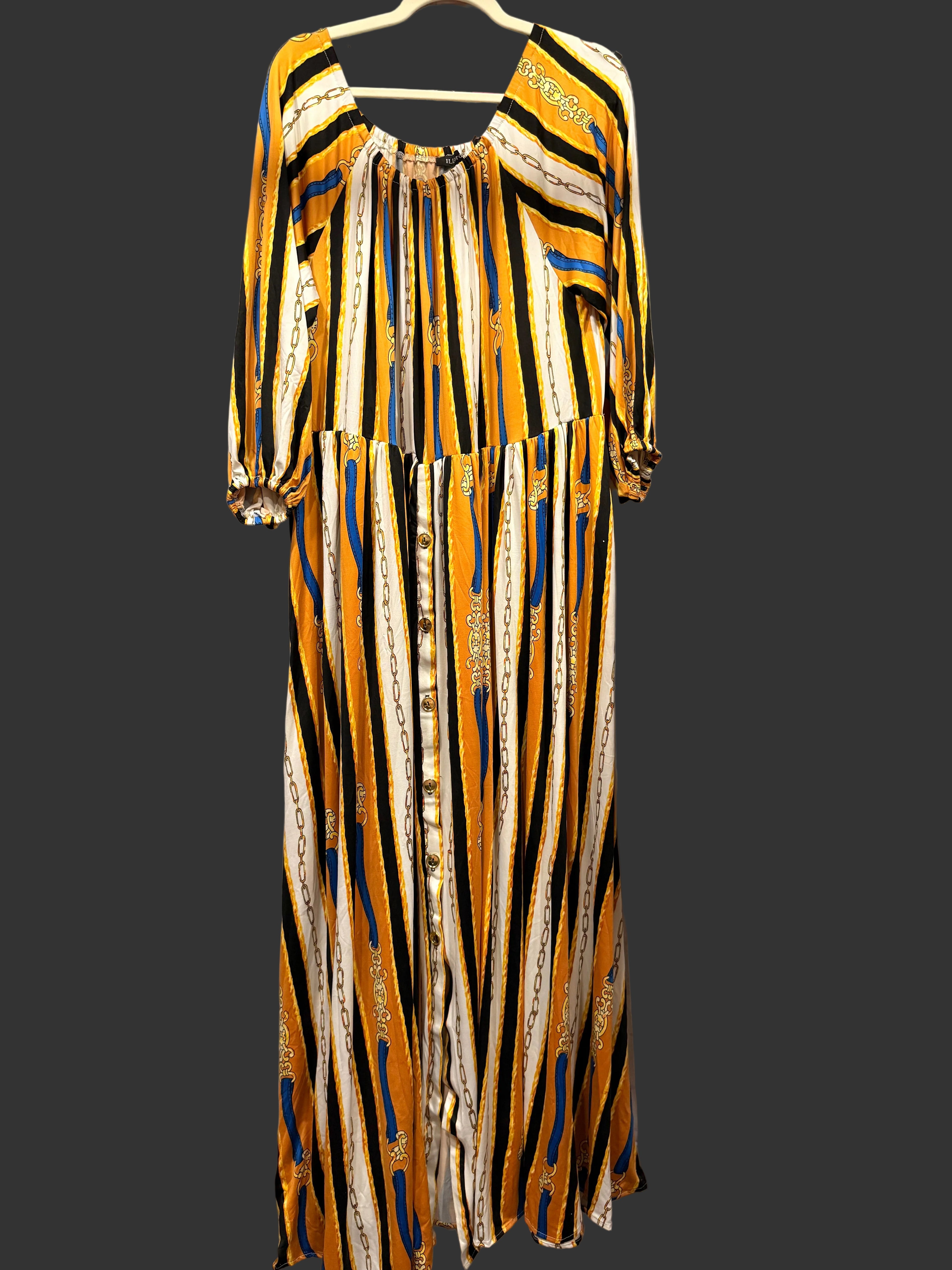 Blue, Gold, And Black Chain Dress