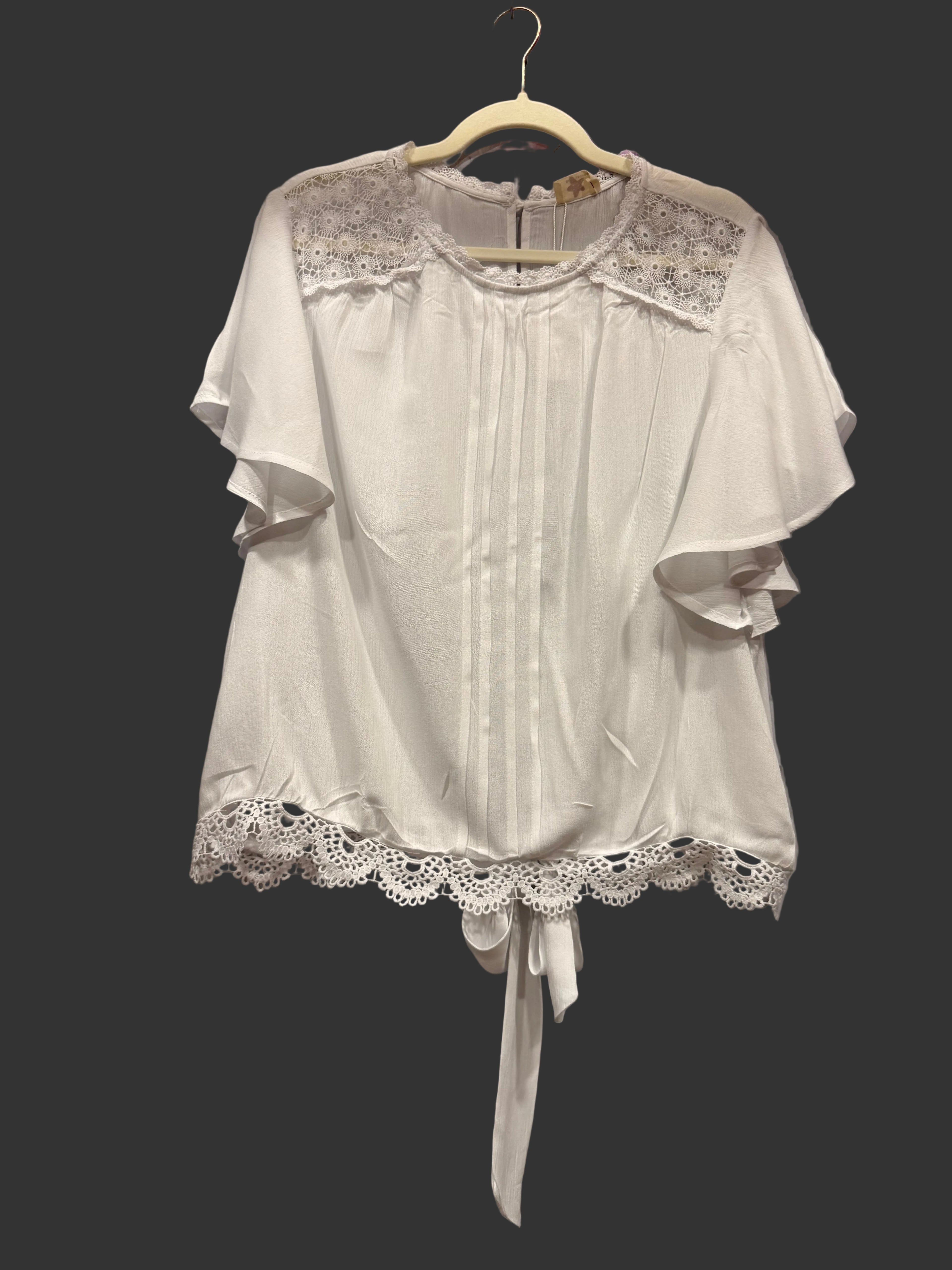 White Crochet Short Top - 3XL