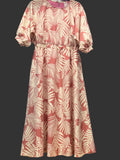 Mauve and Cream Palm Frond Dress