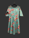 Turquoise Floral Knee Length Dress