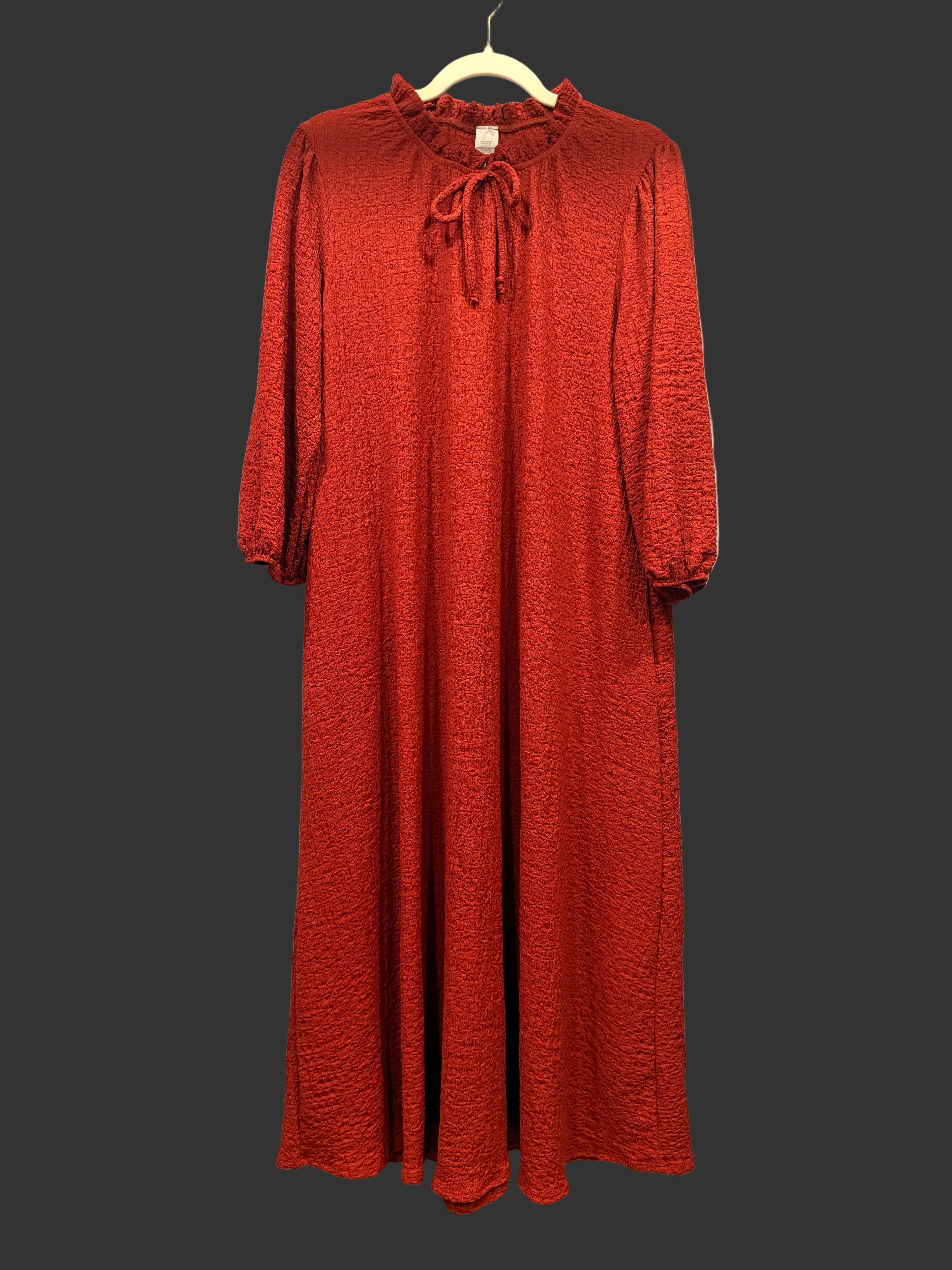 Rust Textured A-Line Dress