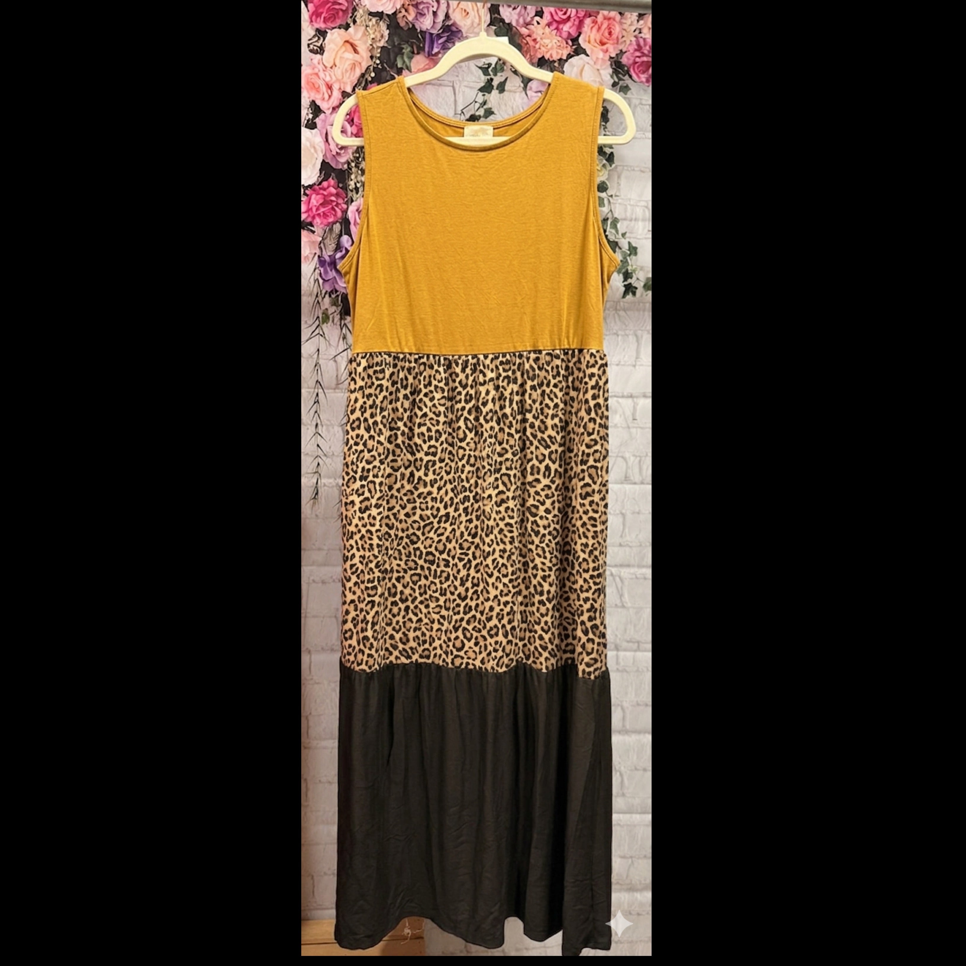 Leopard Color Block Tank Dress