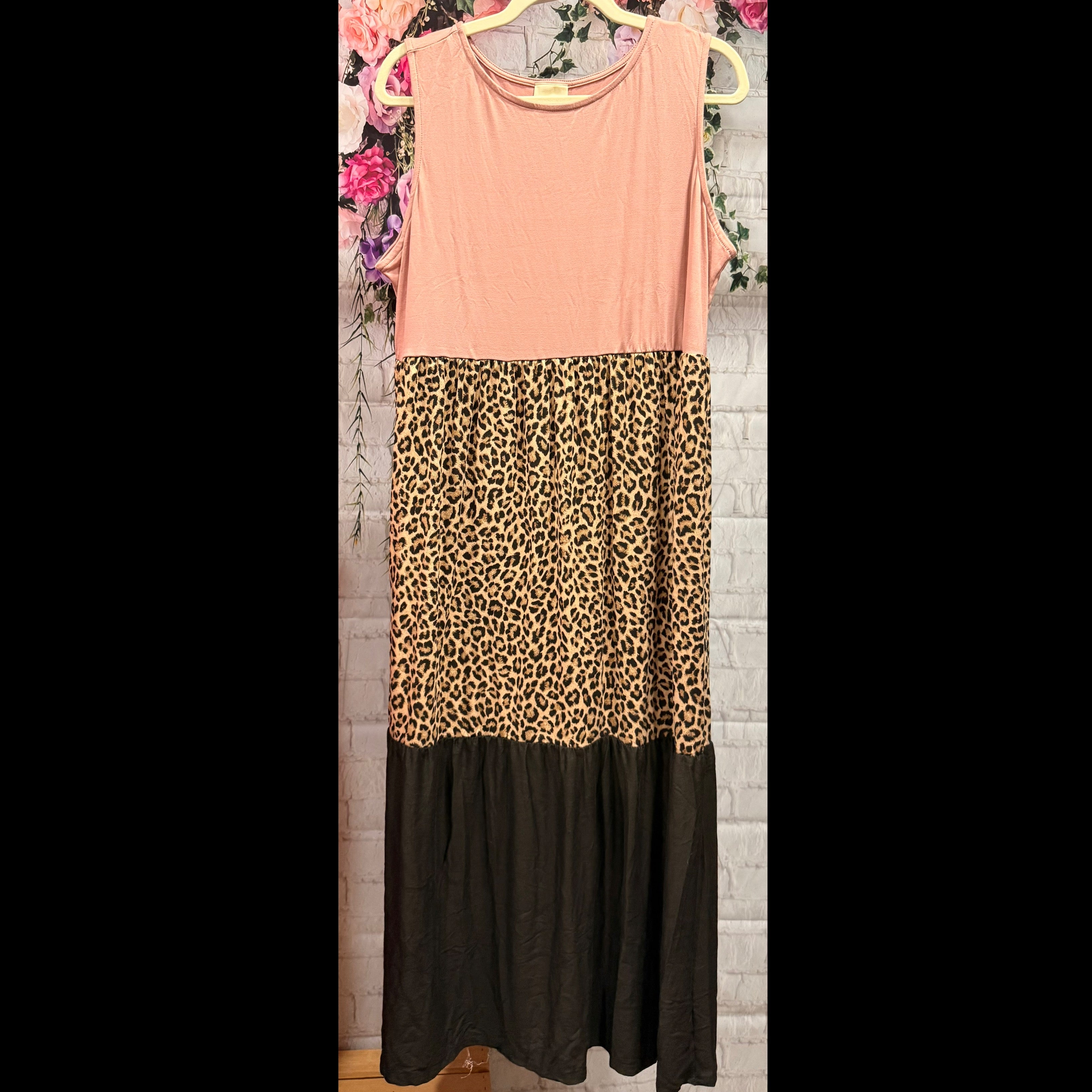 Leopard Color Block Tank Dress