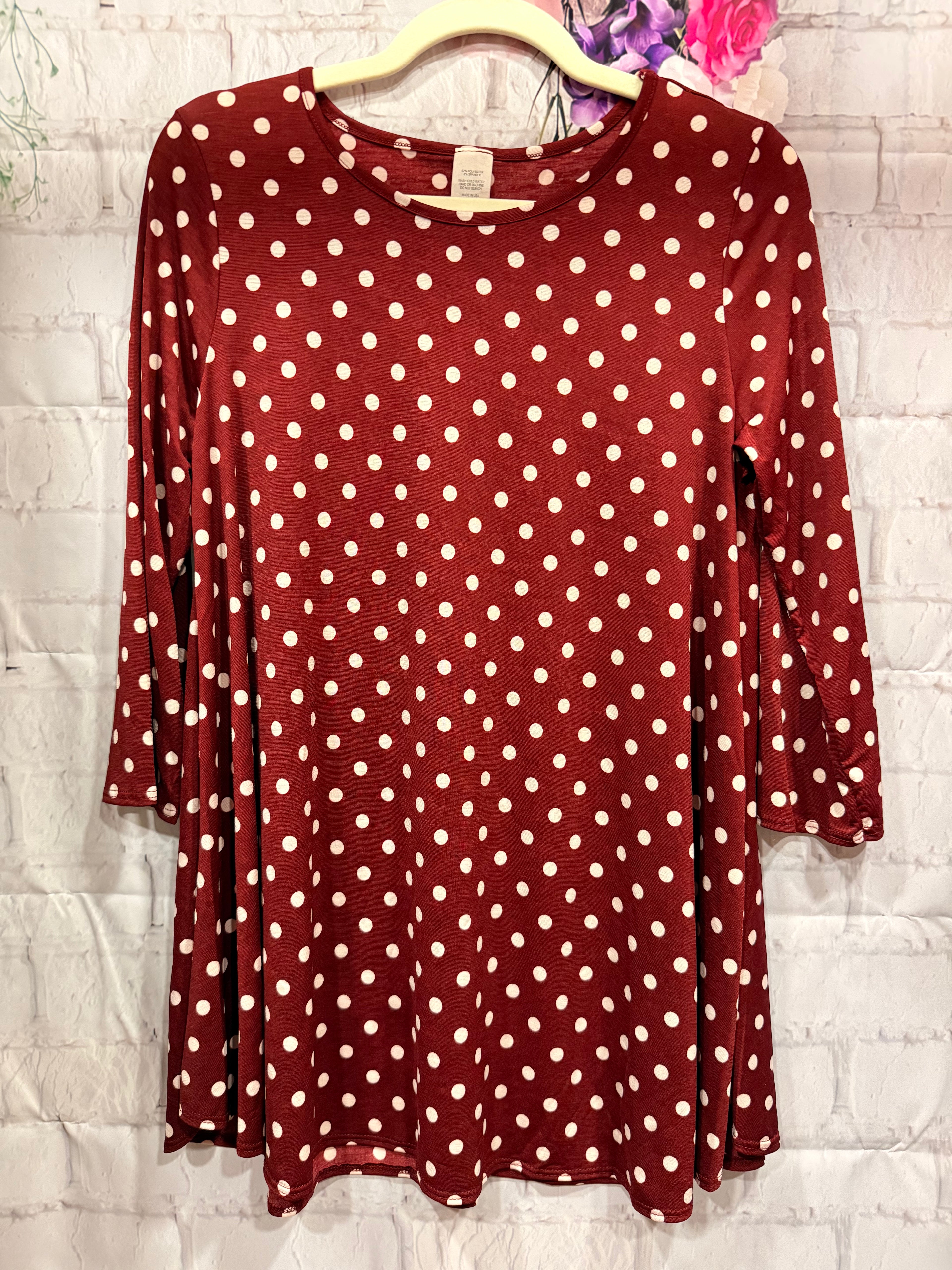 Burgundy Polka Dot Swing Top