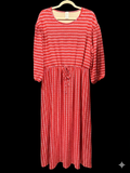 Coral and Pink Striped Textured Dress