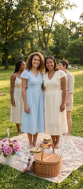 Eyelet V-neck Flutter Sleeve Dress